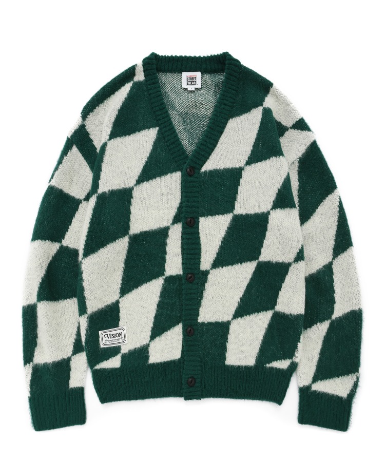 VSW Brushed Checker Cardigan Green